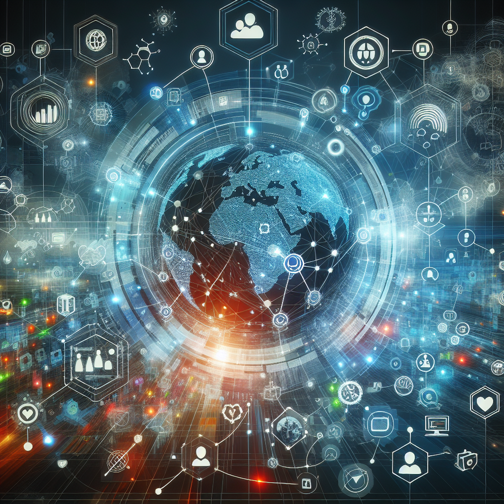 Abstract digital art depicting Dynamics 365 in digital transformation