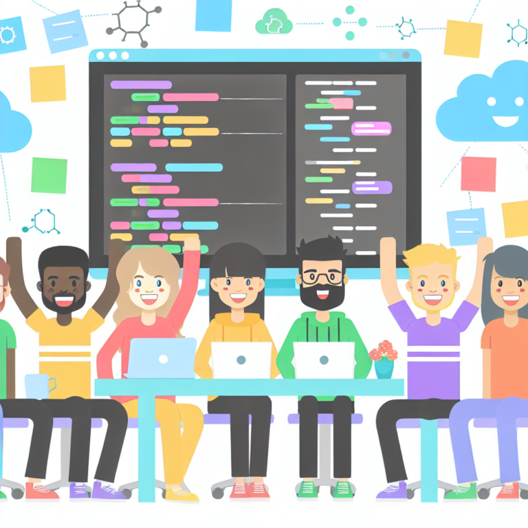 A diverse team working together to simplify the Azure OpenAI access process in a friendly, digital workspace
