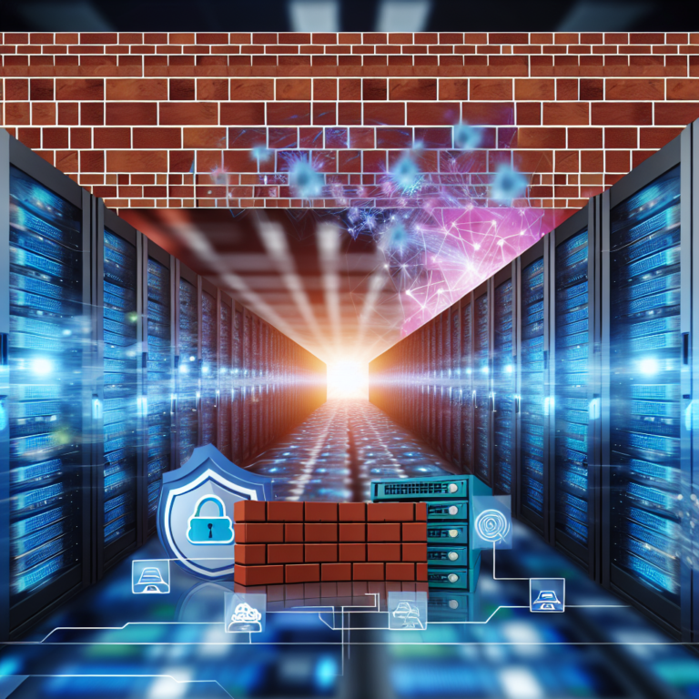 Illustration showing the transformation from a traditional brick firewall to a next generation digital firewall in a network environment.