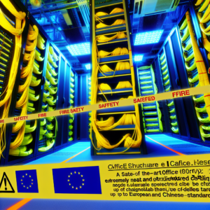 Neat server room with structured cabling showing European and Chinese standards