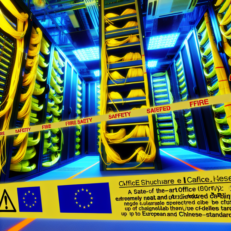 Neat server room with structured cabling showing European and Chinese standards
