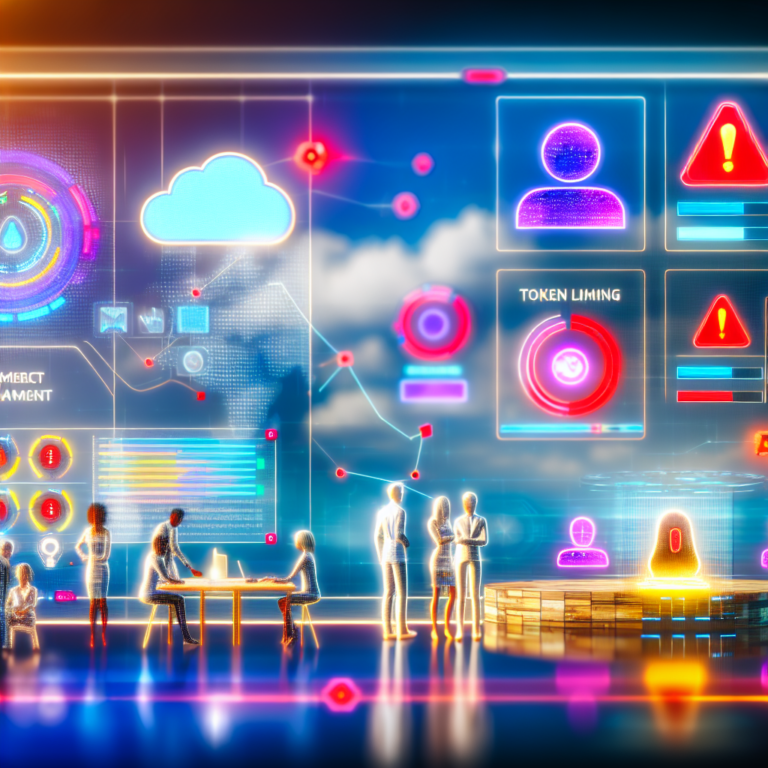 Illustration of a developer analyzing Azure OpenAI GPT-4.1 context window limits on a dashboard, with digital warnings and a global cloud background.