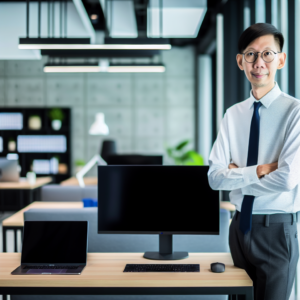 Digital illustration of Ningbo office buildings interconnected by SD-WAN technology