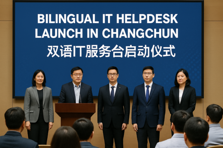 Friendly bilingual IT helpdesk staff assisting clients in Changchun