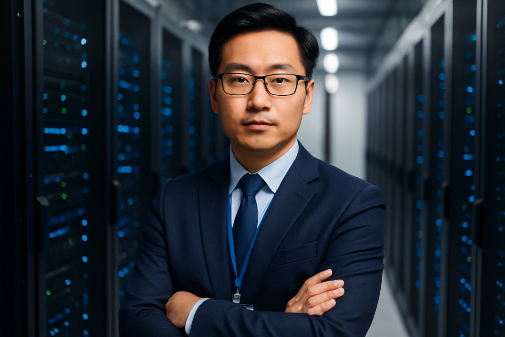 Laptop with charts, checklist, and a map of Qingdao representing data export audits in China
