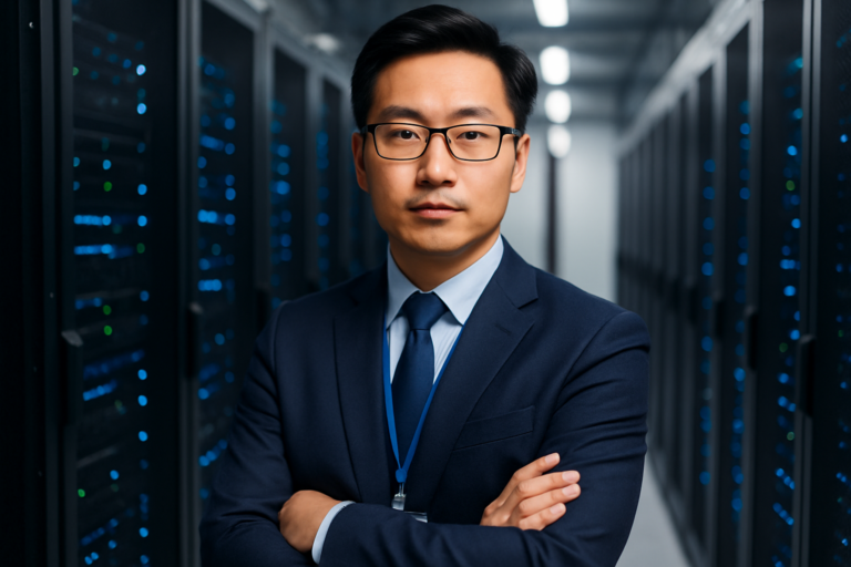 Laptop with charts, checklist, and a map of Qingdao representing data export audits in China
