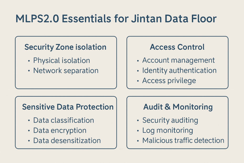 A secure and modern data center in Jintan, China, representing MLPS2.0 compliance