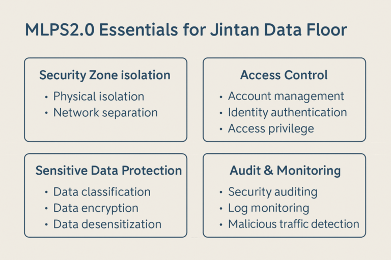 A secure and modern data center in Jintan, China, representing MLPS2.0 compliance