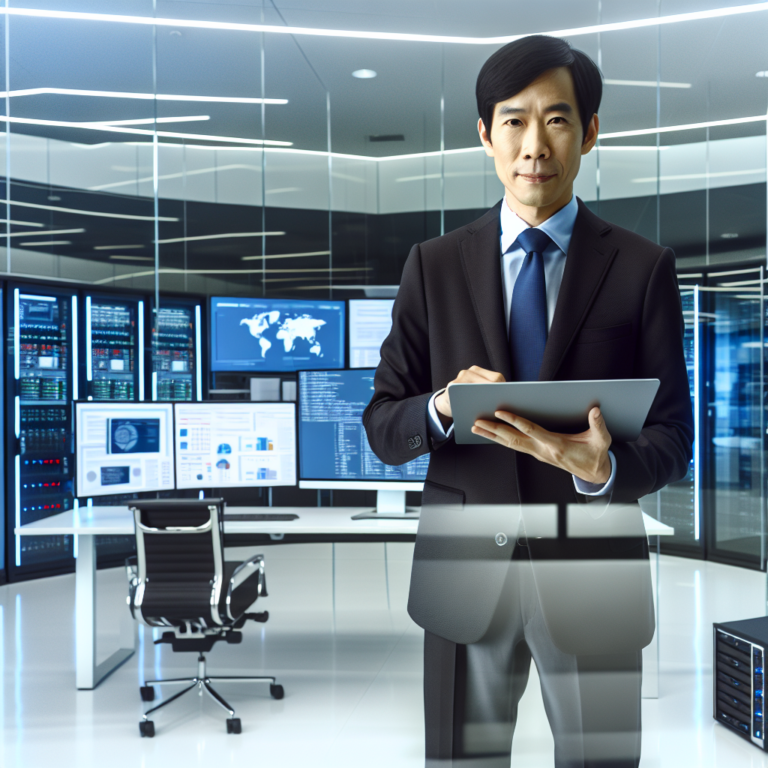 Team of IT professionals providing helpdesk support in a Wuxi office, with digital service icons