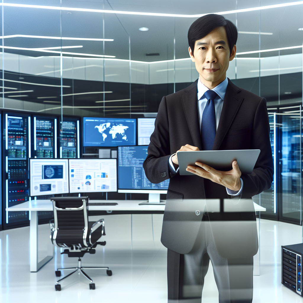 Team of IT professionals providing helpdesk support in a Wuxi office, with digital service icons