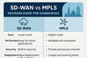 Visualization of Changzhou business district connected with digital SD-WAN and MPLS network lines
