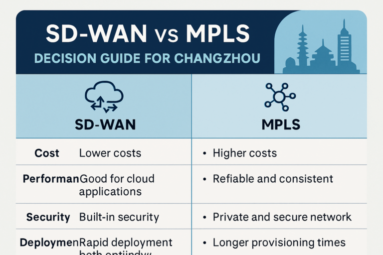 Visualization of Changzhou business district connected with digital SD-WAN and MPLS network lines