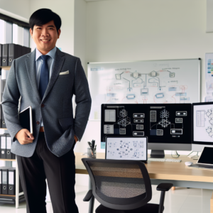 Business professionals in Tianjin office optimizing data export assessments on digital devices