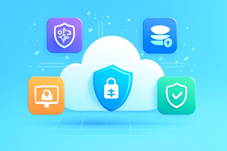 Illustration showing layers of AI security in cloud computing including data governance, runtime protection, and posture management