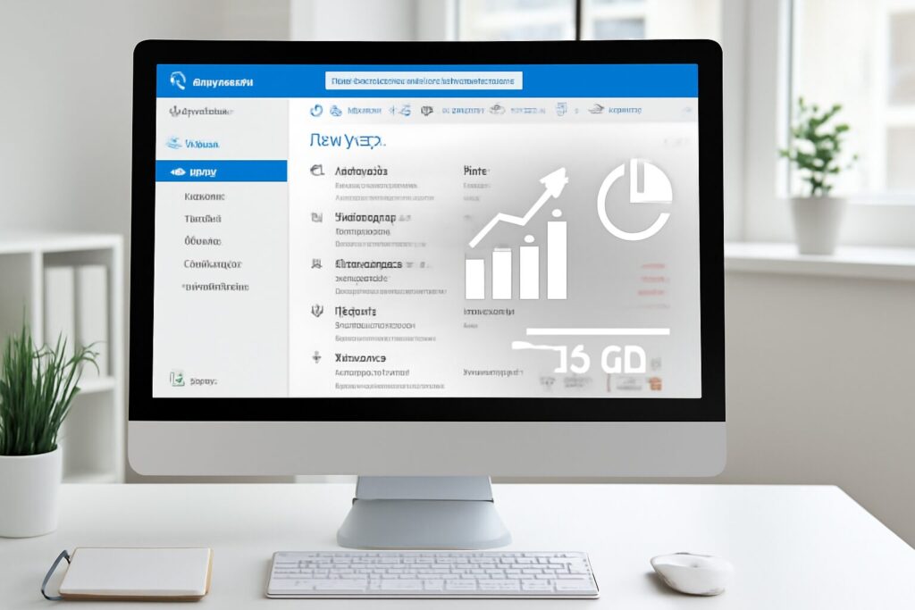 Microsoft Outlook interface displaying email folders and charts representing data storage