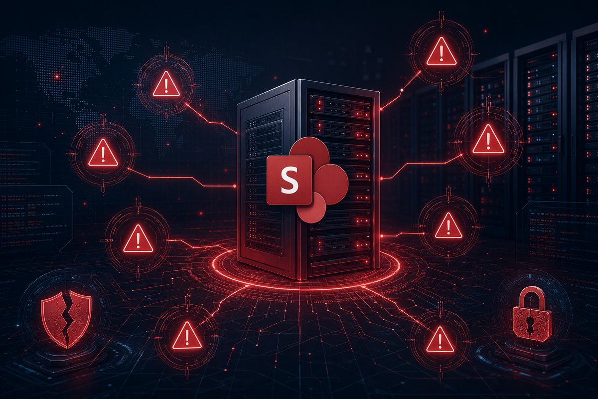 SharePoint server security vulnerability alert concept