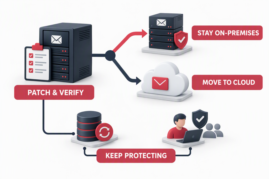 Enterprise email patching and the choice between an on-premises Exchange upgrade and cloud migration