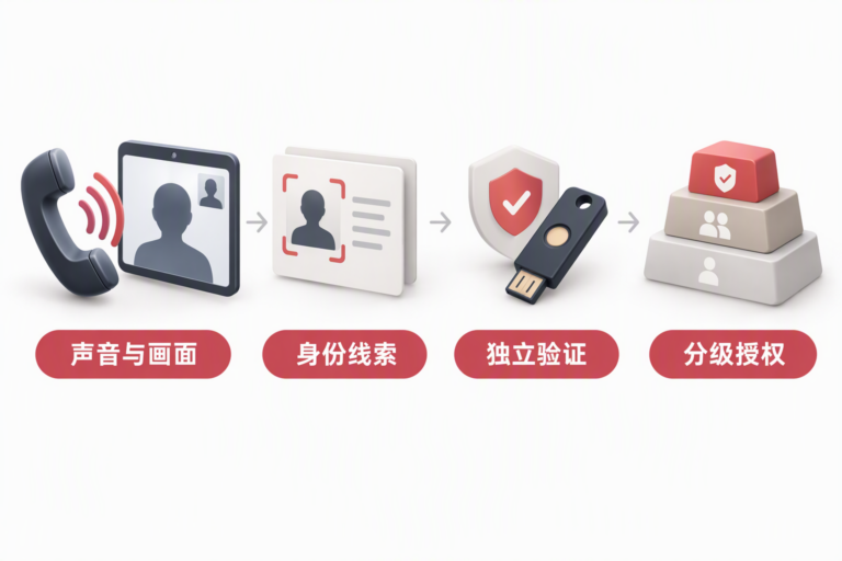 企业将AI生成的声音与视频视作身份线索，并通过独立验证和分级授权保护高风险操作